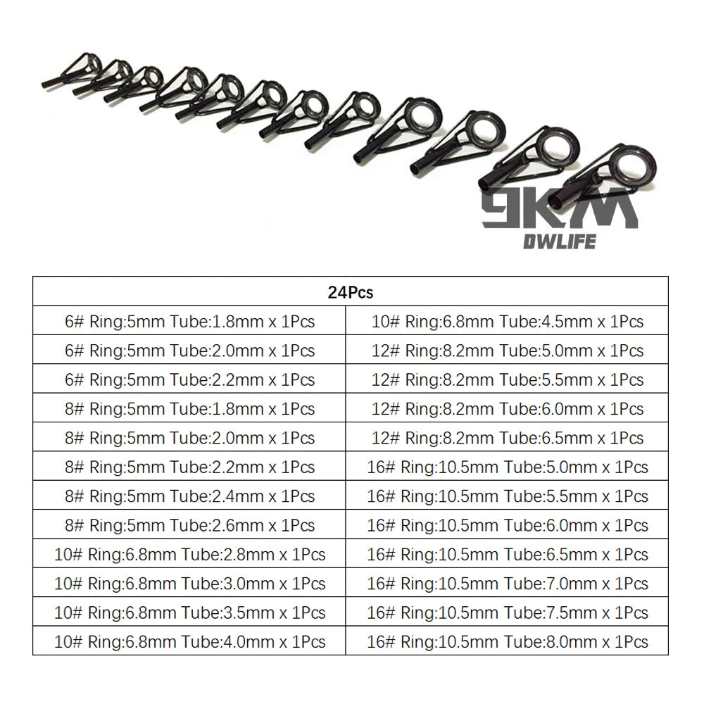 9KM DWLIFE Fishing Rod Tip Repair Kit – Stainless Steel &amp; Ceramic Ring | 24–240 Pcs | Saltwater &amp; Freshwater