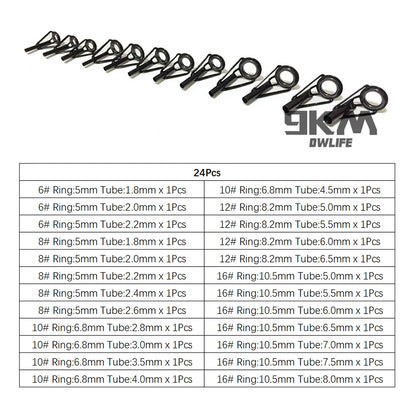9KM DWLIFE Fishing Rod Tip Repair Kit – Stainless Steel &amp; Ceramic Ring | 24–240 Pcs | Saltwater &amp; Freshwater