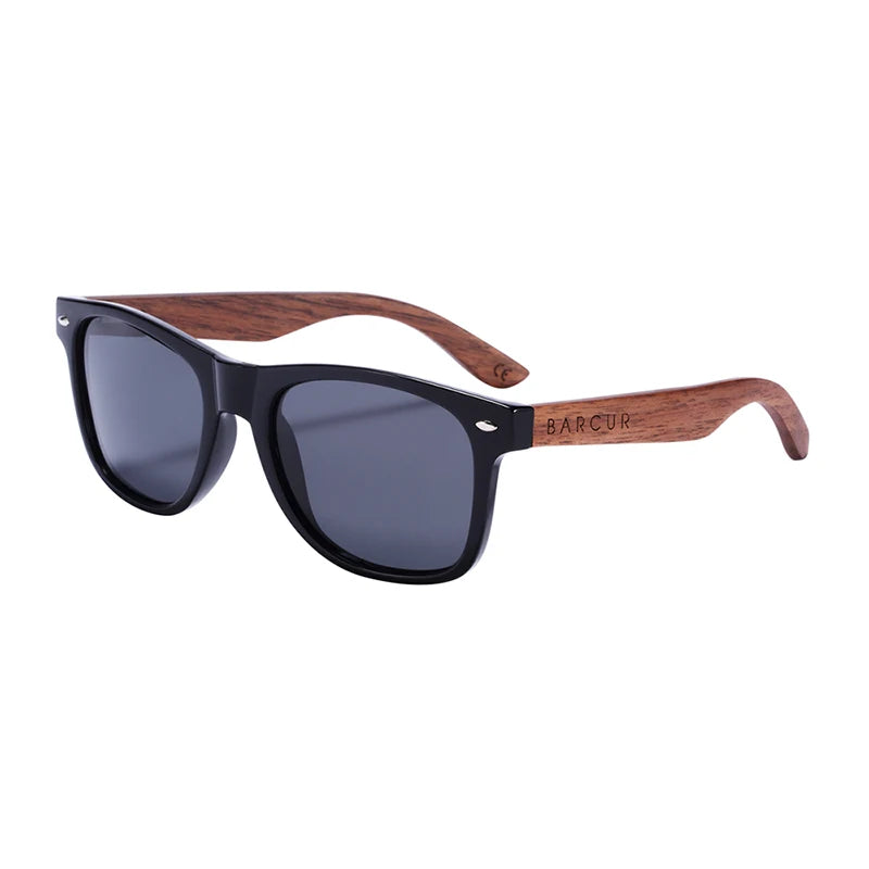 BARCUR BC8700 Natural Black Walnut Polarized Sunglasses – PC Frame, UV400, Unisex