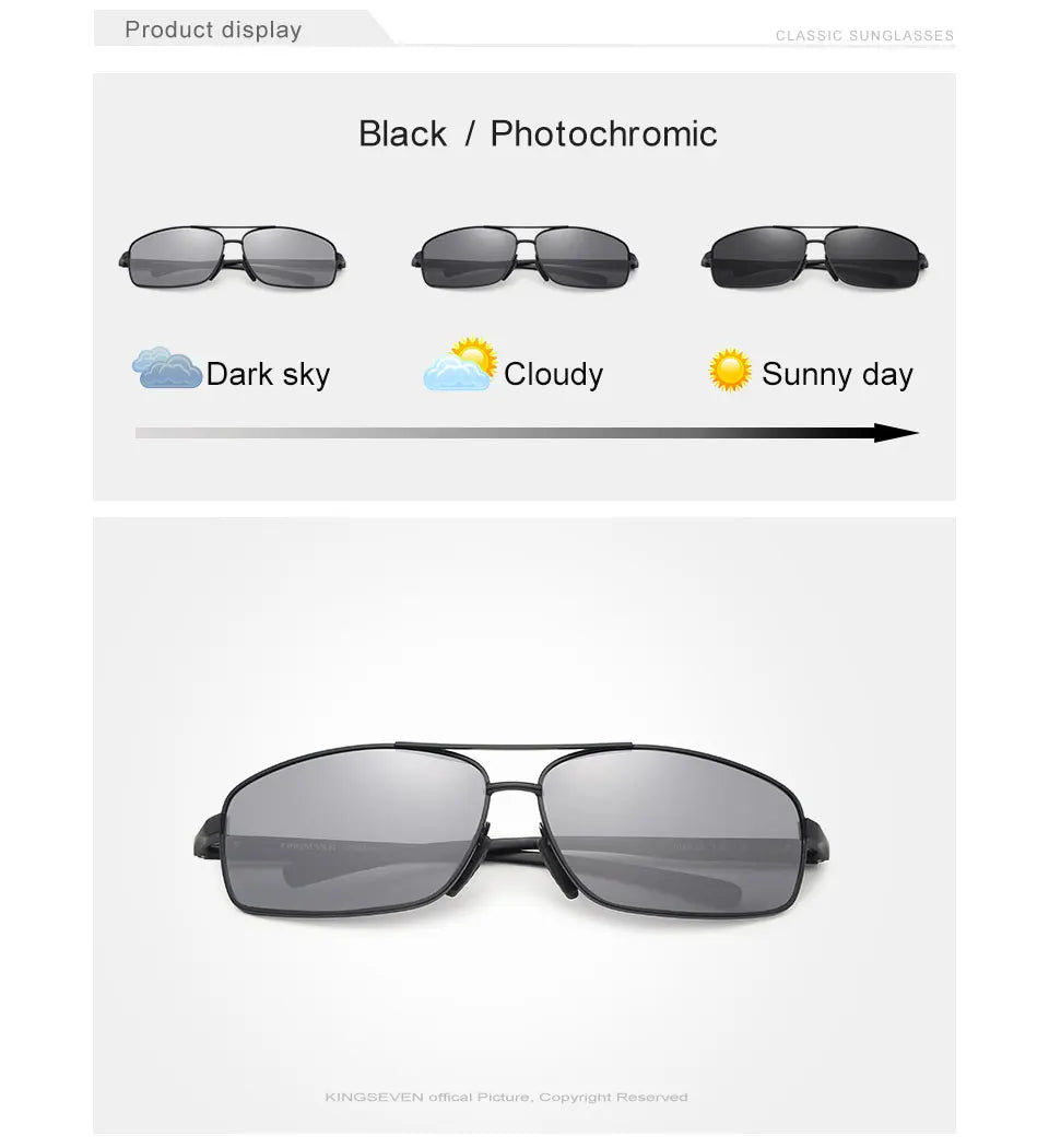 KINGSEVEN Photochromic Polarized Sunglasses for Men – UV400 Day &amp; Night Driving