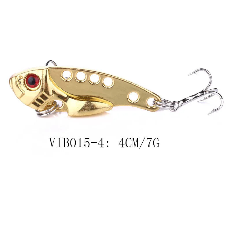 1Pcs Metal VIB Lures 3g/7g/11g 3D Eyes Artificial Hard Bait Cicada Lure vivid Vibrations Spoon Bass bait with two trebler hook