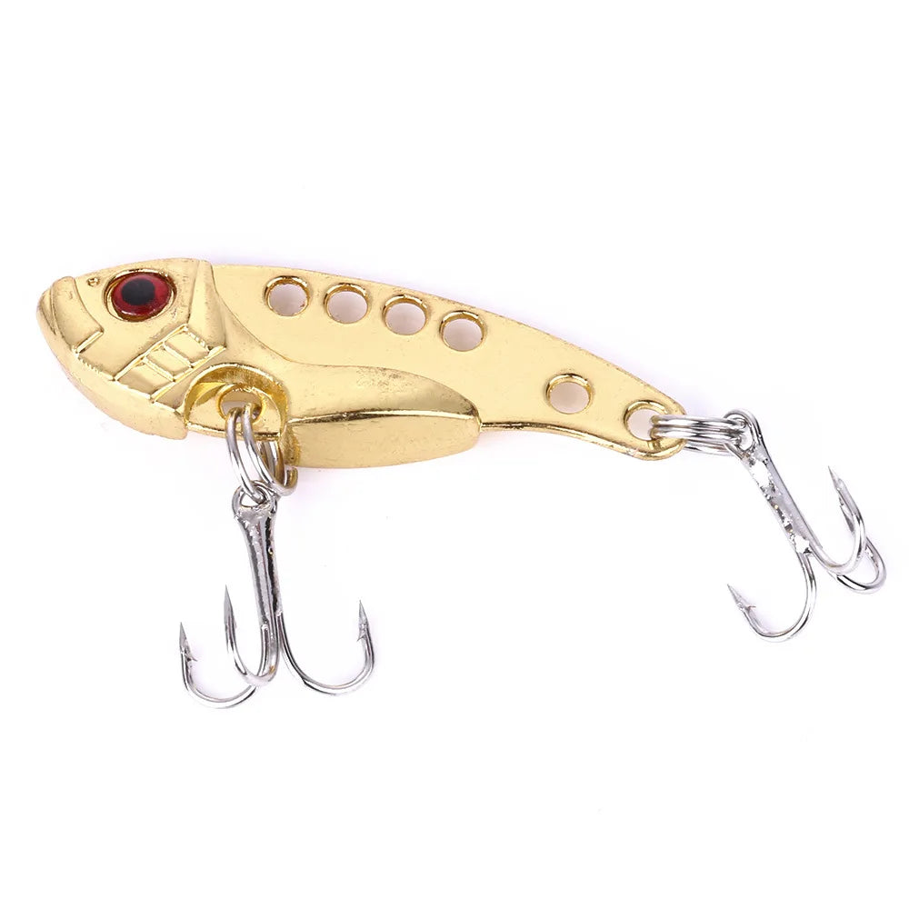 1Pcs Metal VIB Lures 3g/7g/11g 3D Eyes Artificial Hard Bait Cicada Lure vivid Vibrations Spoon Bass bait with two trebler hook