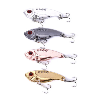 1Pcs Metal VIB Lures 3g/7g/11g 3D Eyes Artificial Hard Bait Cicada Lure vivid Vibrations Spoon Bass bait with two trebler hook