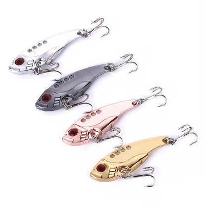 1Pcs Metal VIB Lures 3g/7g/11g 3D Eyes Artificial Hard Bait Cicada Lure vivid Vibrations Spoon Bass bait with two trebler hook