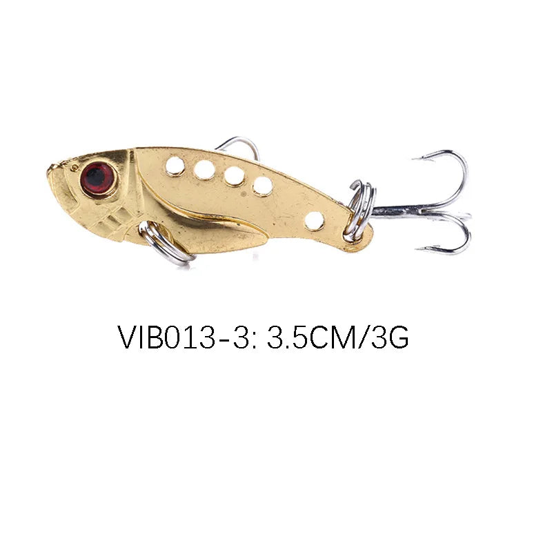 1Pcs Metal VIB Lures 3g/7g/11g 3D Eyes Artificial Hard Bait Cicada Lure vivid Vibrations Spoon Bass bait with two trebler hook