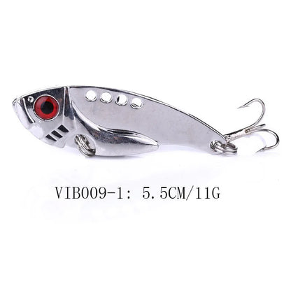 1Pcs Metal VIB Lures 3g/7g/11g 3D Eyes Artificial Hard Bait Cicada Lure vivid Vibrations Spoon Bass bait with two trebler hook