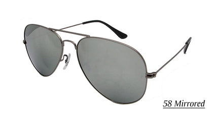 Pilot Mirror Sunglasses UV400 – Tempered Glass &amp; TAC Polarized Lens, 55mm &amp; 58mm