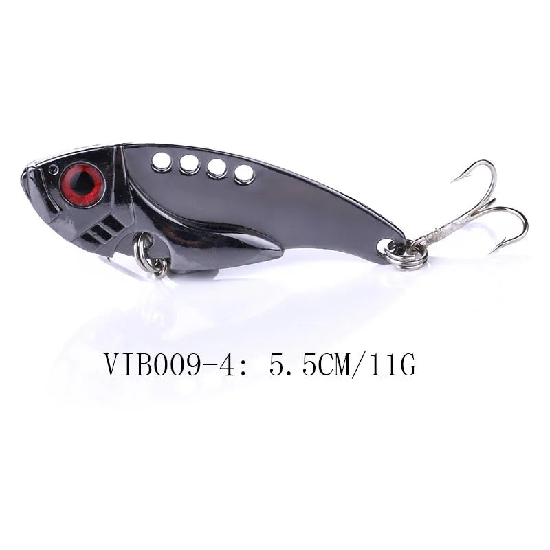 1Pcs Metal VIB Lures 3g/7g/11g 3D Eyes Artificial Hard Bait Cicada Lure vivid Vibrations Spoon Bass bait with two trebler hook