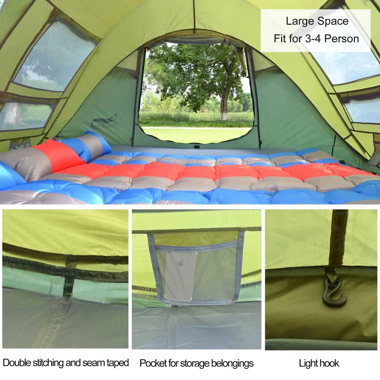 Desert &amp; Fox 3-4 Person Automatic Pop-Up Tent – 4-Season Waterproof Camping Tent