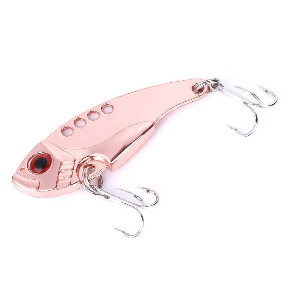 1Pcs Metal VIB Lures 3g/7g/11g 3D Eyes Artificial Hard Bait Cicada Lure vivid Vibrations Spoon Bass bait with two trebler hook