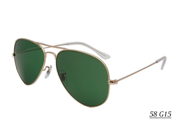 Pilot Mirror Sunglasses UV400 – Tempered Glass &amp; TAC Polarized Lens, 55mm &amp; 58mm
