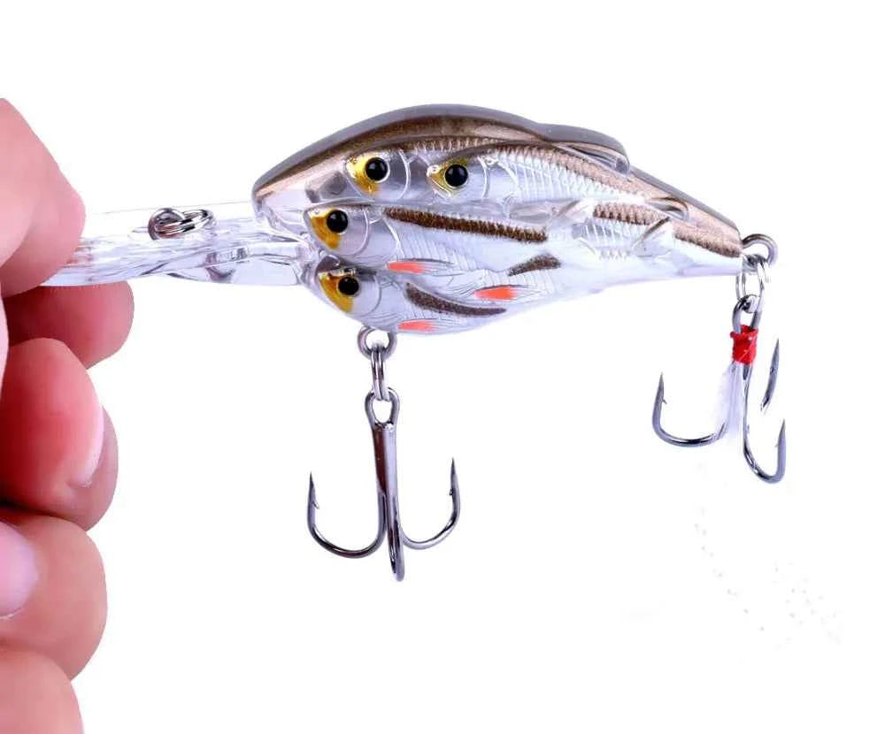 75mm 9g Floating Crankbait Fishing Lure – Swimbait Wobbler with Rattle &amp; 3D Eyes