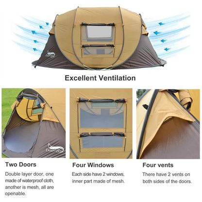 Desert &amp; Fox 3-4 Person Automatic Pop-Up Tent – 4-Season Waterproof Camping Tent
