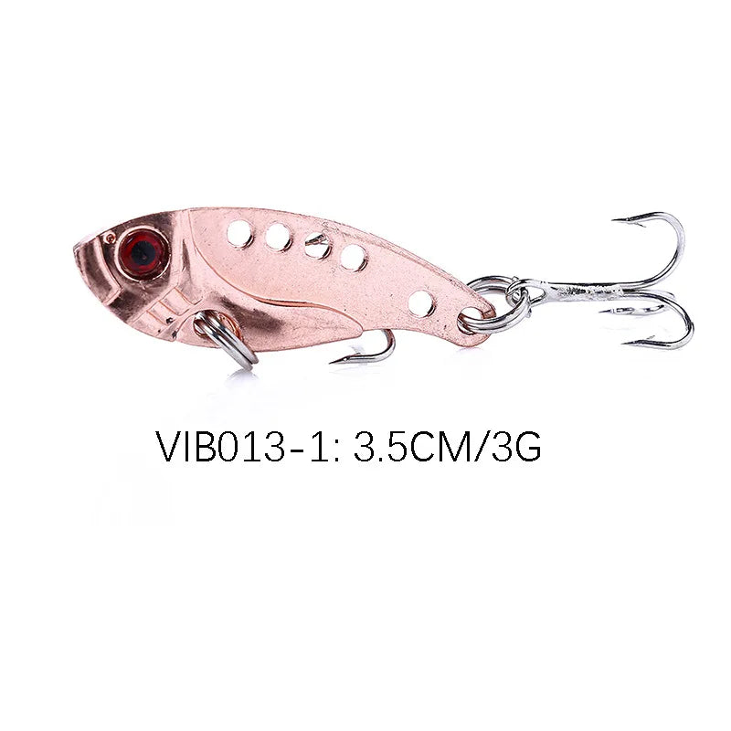 1Pcs Metal VIB Lures 3g/7g/11g 3D Eyes Artificial Hard Bait Cicada Lure vivid Vibrations Spoon Bass bait with two trebler hook