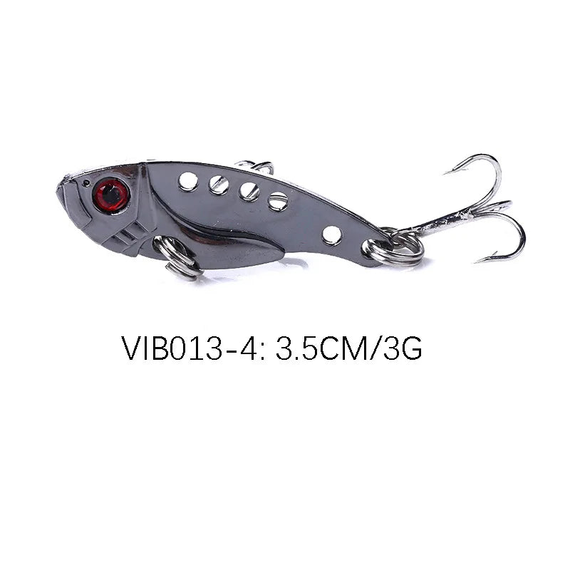 1Pcs Metal VIB Lures 3g/7g/11g 3D Eyes Artificial Hard Bait Cicada Lure vivid Vibrations Spoon Bass bait with two trebler hook