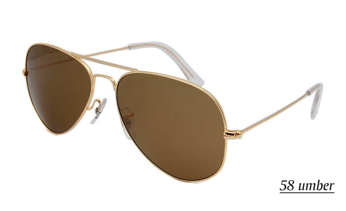 Pilot Mirror Sunglasses UV400 – Tempered Glass &amp; TAC Polarized Lens, 55mm &amp; 58mm