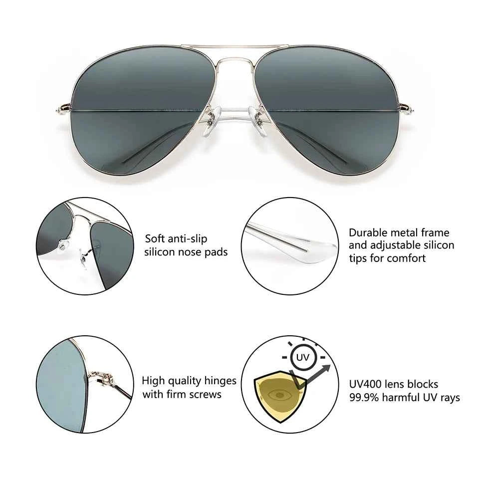 ESNBIE RT 3025 Pilot Mirror Sun Glasses For Women Non-Scratch Glass Lens Sunglasses Men 58 55 Gafas De Sol UV400 Glasses