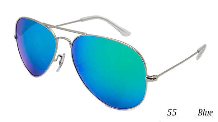 Pilot Mirror Sunglasses UV400 – Tempered Glass &amp; TAC Polarized Lens, 55mm &amp; 58mm