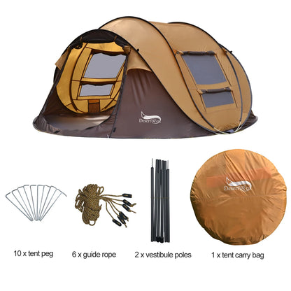 Desert &amp; Fox 3-4 Person Automatic Pop-Up Tent – 4-Season Waterproof Camping Tent