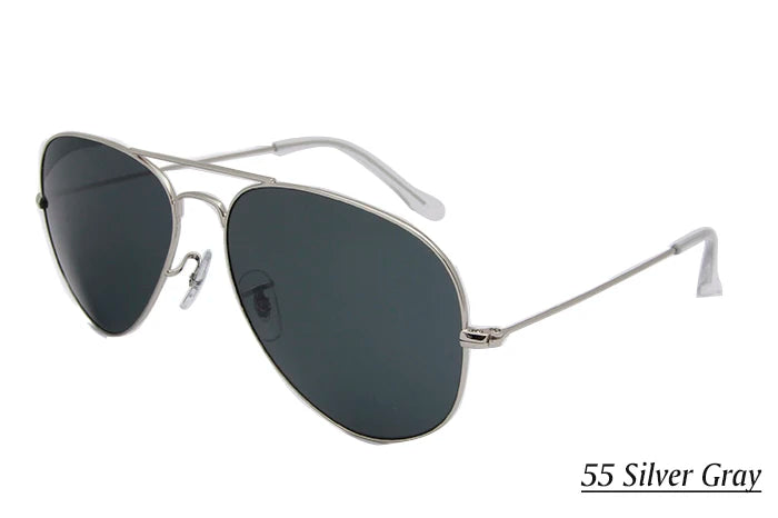Pilot Mirror Sunglasses UV400 – Tempered Glass &amp; TAC Polarized Lens, 55mm &amp; 58mm