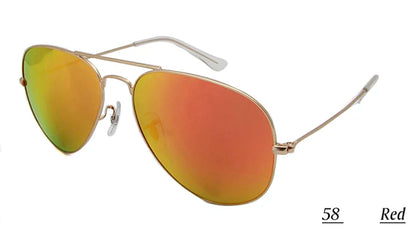Pilot Mirror Sunglasses UV400 – Tempered Glass &amp; TAC Polarized Lens, 55mm &amp; 58mm