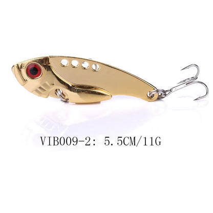 1Pcs Metal VIB Lures 3g/7g/11g 3D Eyes Artificial Hard Bait Cicada Lure vivid Vibrations Spoon Bass bait with two trebler hook