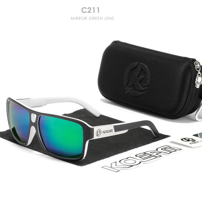 KDEAM KD520B16 Oversized Polarized Sunglasses – Square, Mirror, UV400, Unisex
