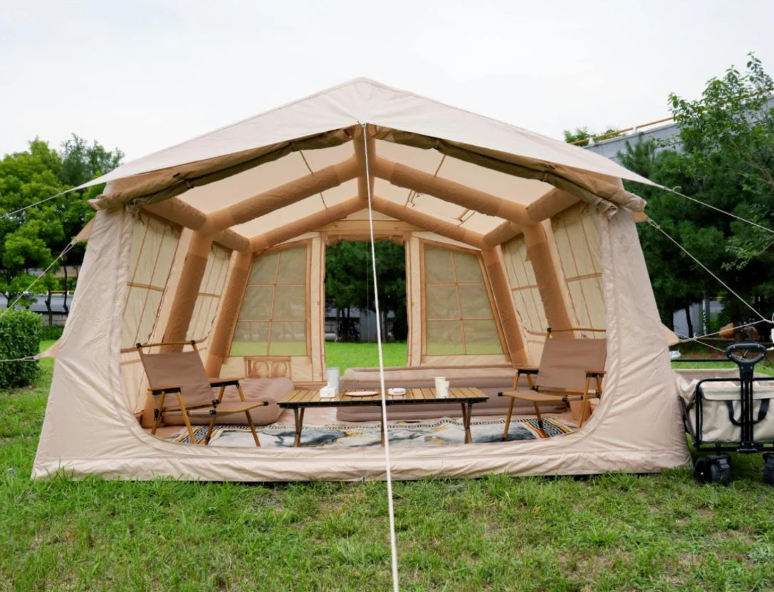 15SQM Factory Wholesale Outdoor Wild Inflatable Automatic Overnight Rainproof Tent with Oxford Fabric Three-season for Camping