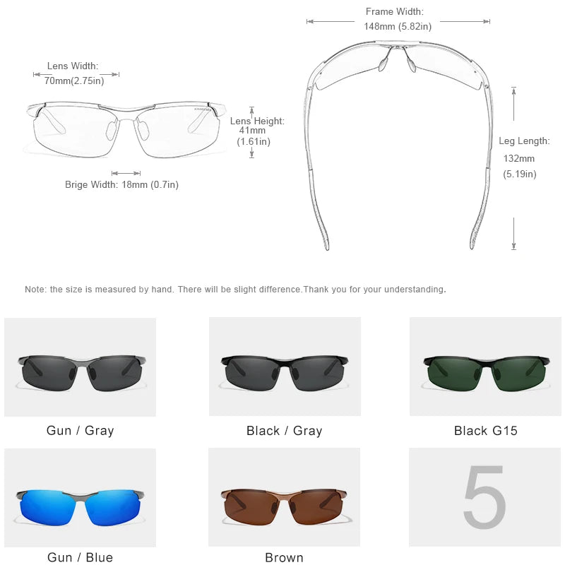 KINGSEVEN Polarized Aluminum Sunglasses – UV400 Mirror Lens, Aviation Goggle Style, Unisex