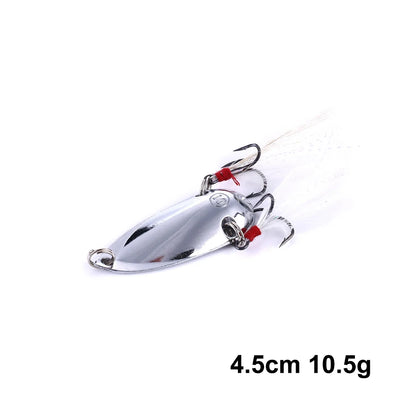 Metal Spoon Fishing Lure with Treble Hook – Gold &amp; Silver Jig Bait for Bass, Pike &amp; Perch