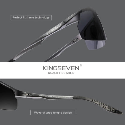 KINGSEVEN Polarized Aluminum Sunglasses – UV400 Mirror Lens, Aviation Goggle Style, Unisex