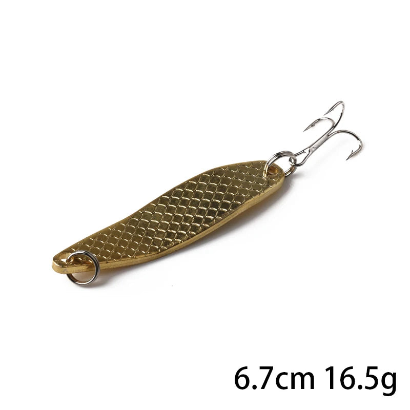 Metal Spoon Fishing Lure with Treble Hook – Gold &amp; Silver Jig Bait for Bass, Pike &amp; Perch
