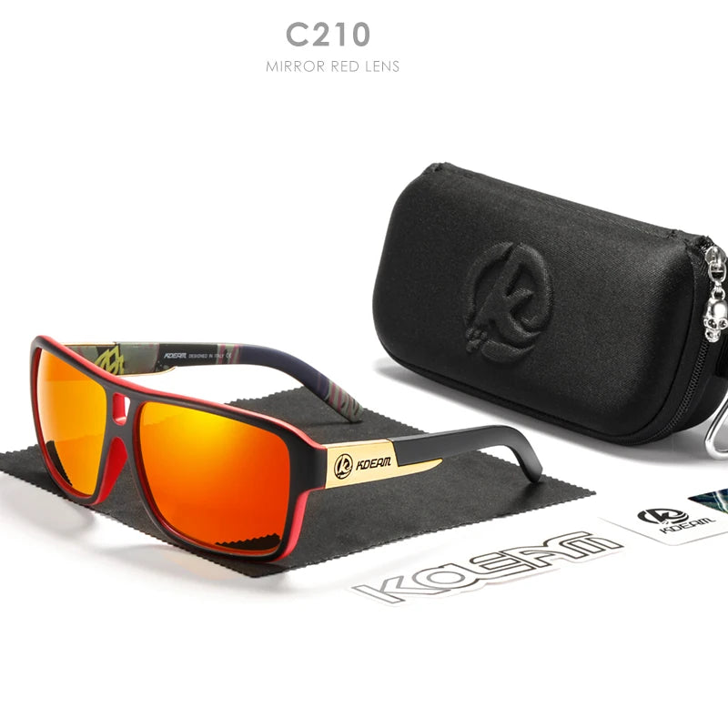 KDEAM KD520B16 Oversized Polarized Sunglasses – Square, Mirror, UV400, Unisex