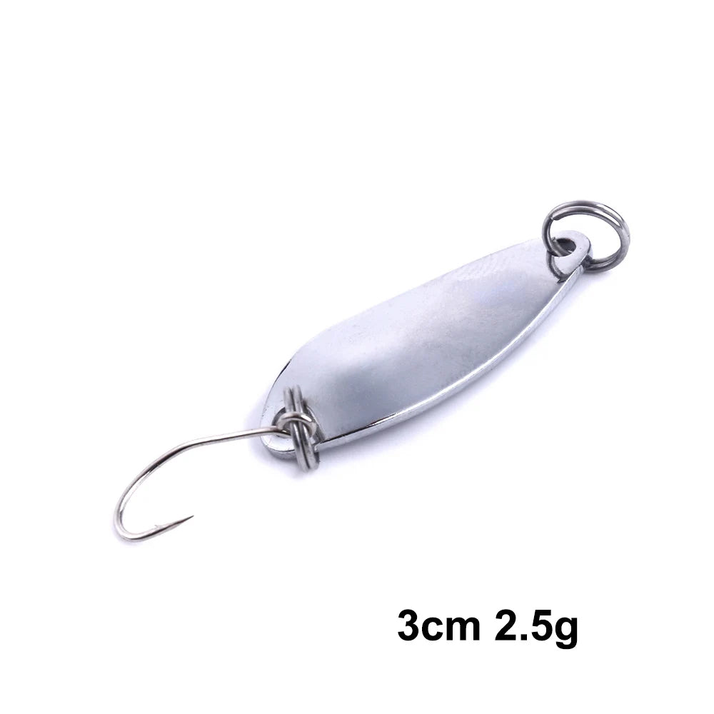Metal Spoon Fishing Lure with Treble Hook – Gold &amp; Silver Jig Bait for Bass, Pike &amp; Perch