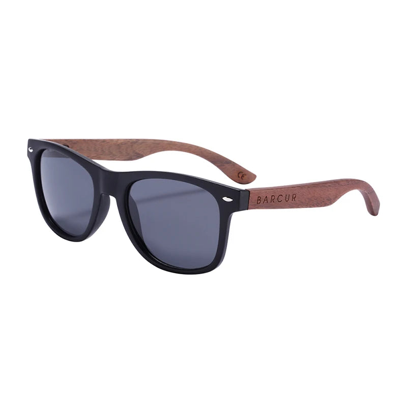 BARCUR BC8700 Natural Black Walnut Polarized Sunglasses – PC Frame, UV400, Unisex