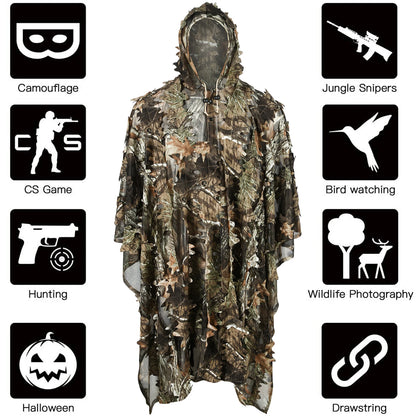 Tactical Hunting Poncho Camouflage Field Jacket – Tree Camo, L &amp; XXL