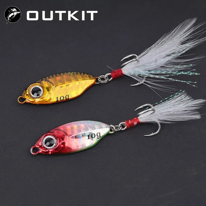 1 OUTKIT Fishing Metal Lures Jig 10g15g20g  Jigs Long Casting Fishing Spoon Bait Sinking Lure Jigging Vibe Blade For Pike Bass