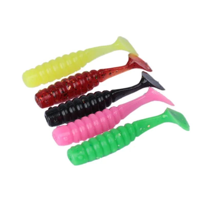 1 OUTKIT 10Pcs/lot Wobblers Mini Fishing Soft Lures Rubber Soft Baits 4cm/5cm Soft Worm Artificial Baits Bass Silicone Fish