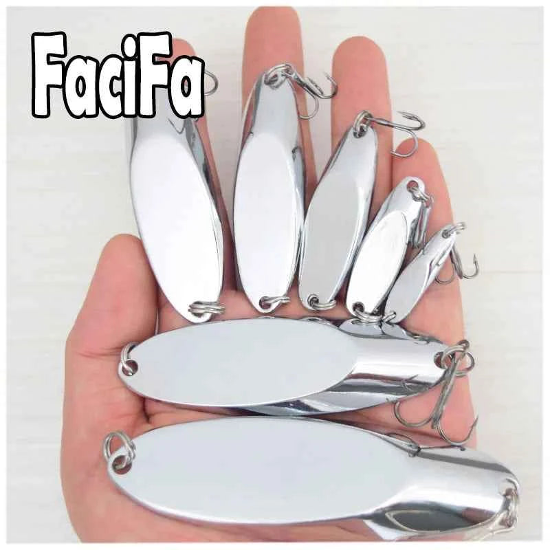 1pc Metal Spoon Fishing Lure 3g 7g 10g 14g 18g 20g 28g 40g 52g 63g 83g 100g Treble hook Silver Bass Lure Bait