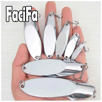 1pc Metal Spoon Fishing Lure 3g 7g 10g 14g 18g 20g 28g 40g 52g 63g 83g 100g Treble hook Silver Bass Lure Bait