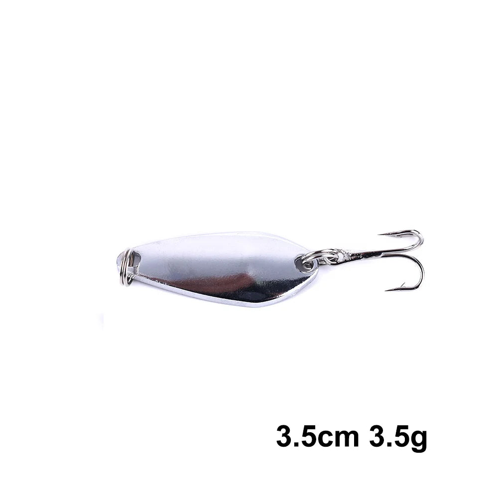Metal Spoon Fishing Lure with Treble Hook – Gold &amp; Silver Jig Bait for Bass, Pike &amp; Perch