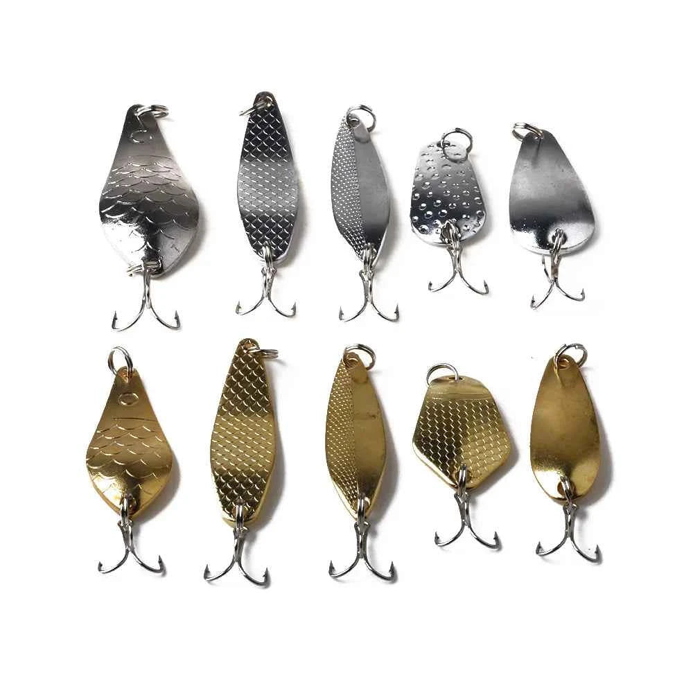 Metal Spoon Fishing Lure with Treble Hook – Gold &amp; Silver Jig Bait for Bass, Pike &amp; Perch