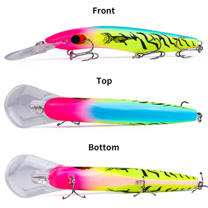 10pcs/set 162mm/23g Floating Water Big Hard Artificial Lure Bait Minnow with Three Treble Hooks for Bass Trout Pike Fishing