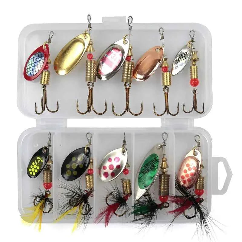 Metal Spoon Spinner Fishing Lure Set – 10pcs Holographic Spinnerbait Kit (3g–7g)