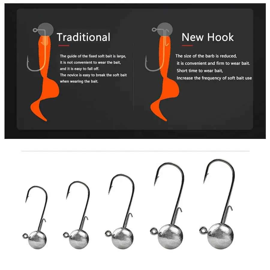 Round Ball Jig Heads – 50 Pack | Weedless Barbed Hook | 1g–20g | Bass, Crappie &amp; Trout