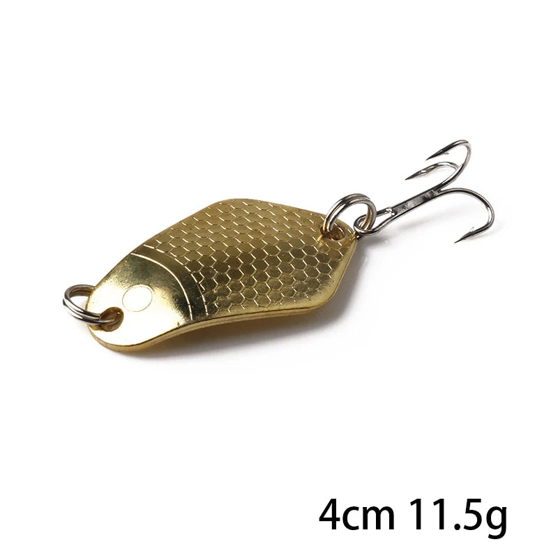 Metal Spoon Fishing Lure with Treble Hook – Gold &amp; Silver Jig Bait for Bass, Pike &amp; Perch