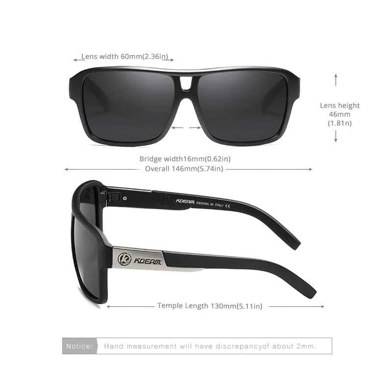 KDEAM KD520B16 Oversized Polarized Sunglasses – Square, Mirror, UV400, Unisex