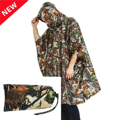 Camouflage Waterproof Poncho – Multifunctional Rain Cover for Camping &amp; Hunting