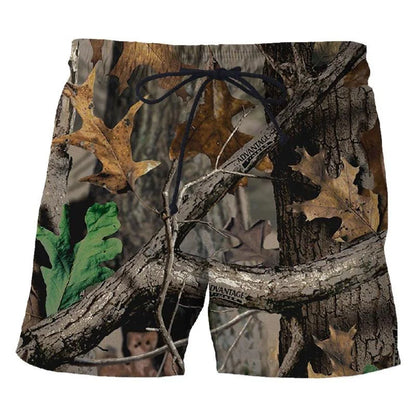 3D Camo Leaf Print Athletic Shorts – Quick-Dry Breathable Loose Fit | Unisex | S–6XL | Outdoor &amp; Fitness