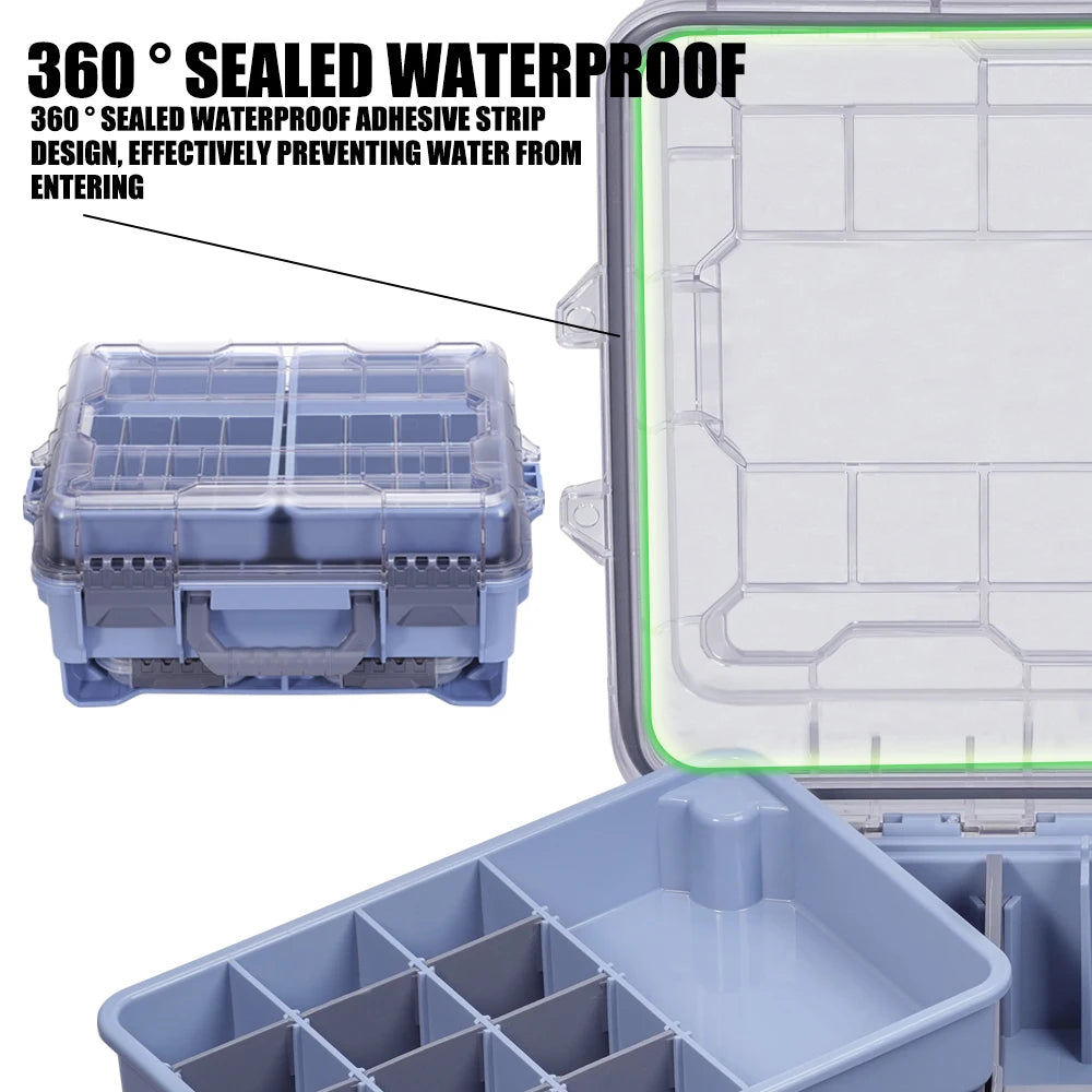 Large Capacity Waterproof Fishing Tackle Box – Hard Shell | Multi-Compartment | Portable | Fishing &amp; Camping